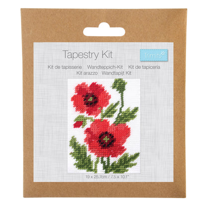 Trimits Poppies half stitch tapestry kit on printed canvas