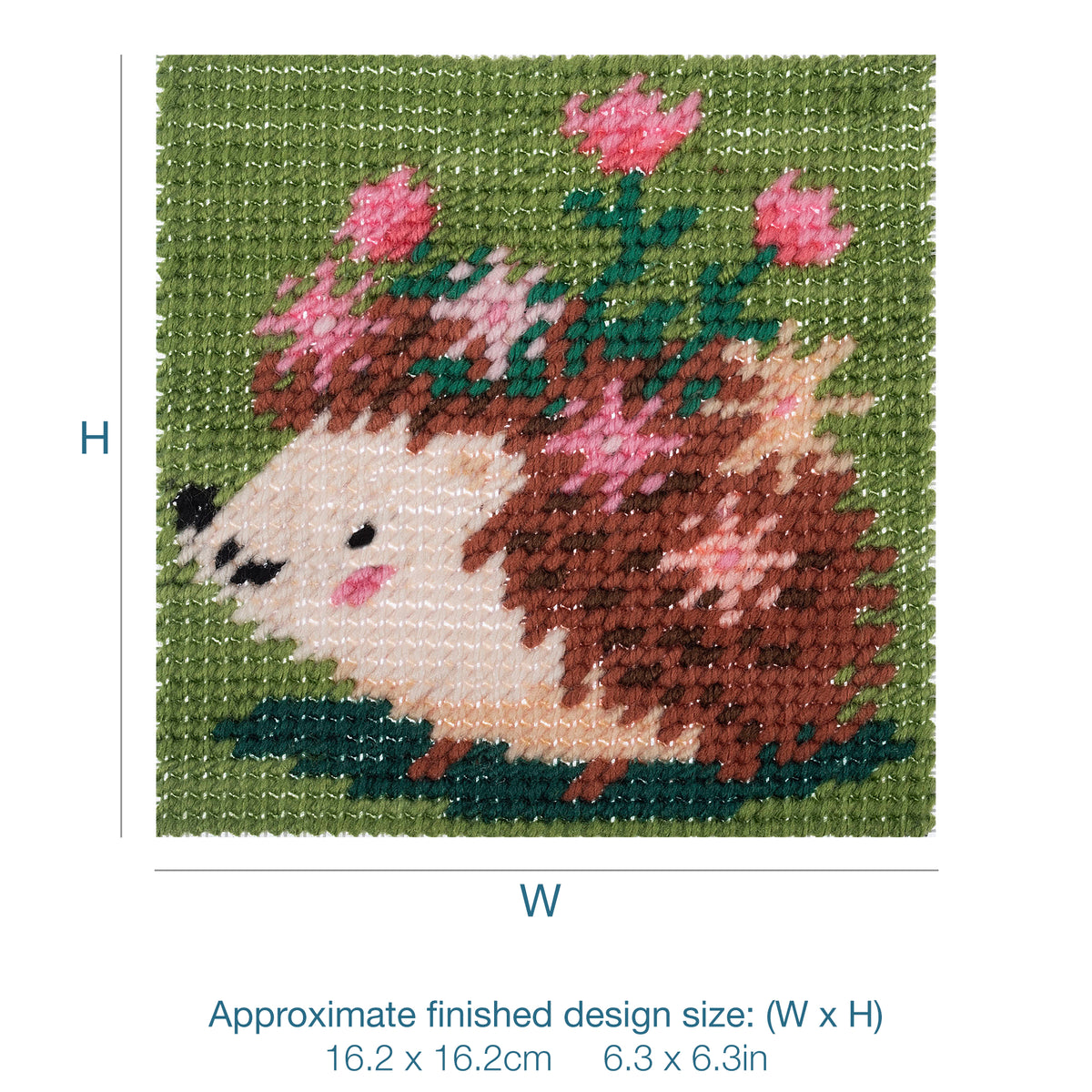 Trimits Hedgehog half stitch tapestry kit on printed canvas
