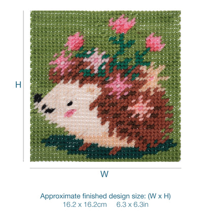 Trimits Hedgehog half stitch tapestry kit on printed canvas
