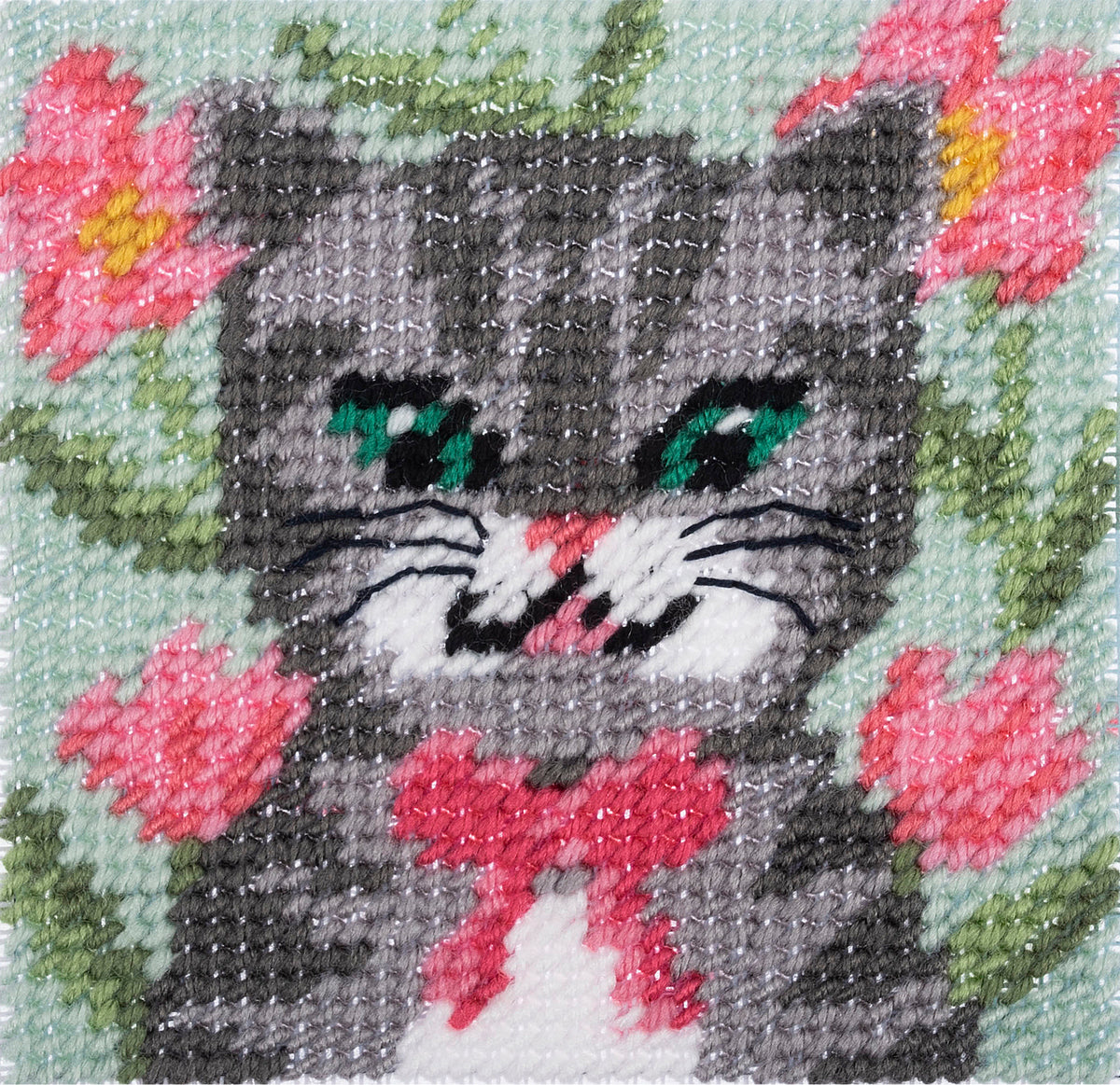 Trimits Cat half stitch tapestry kit on printed canvas