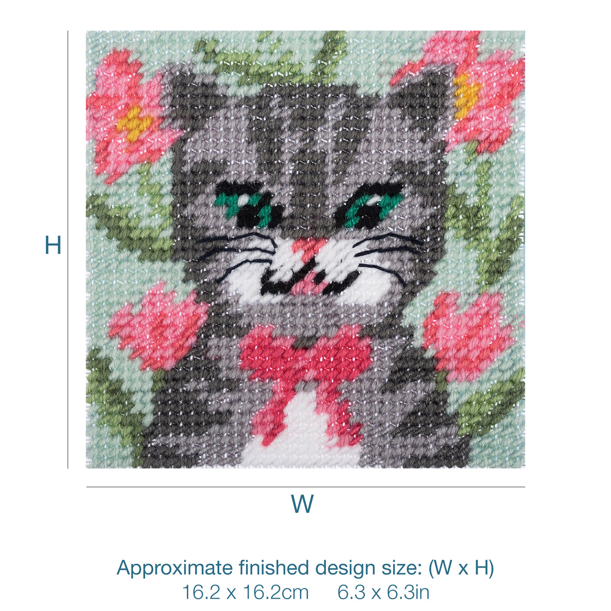 Trimits Cat half stitch tapestry kit on printed canvas