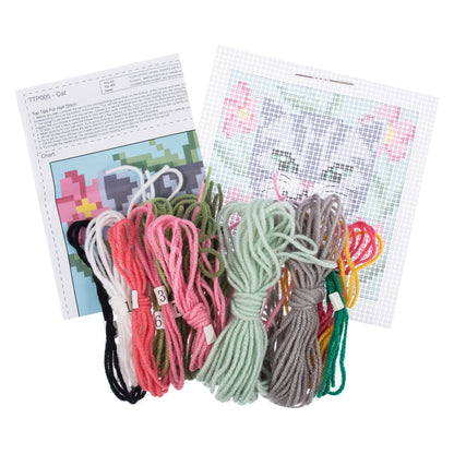 Trimits Cat half stitch tapestry kit on printed canvas