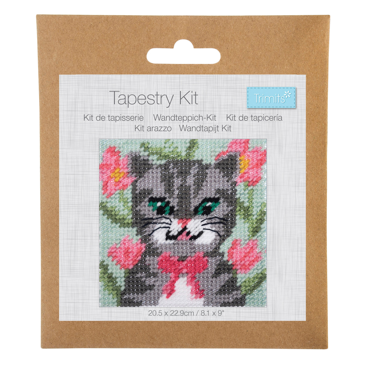 Trimits Cat half stitch tapestry kit on printed canvas