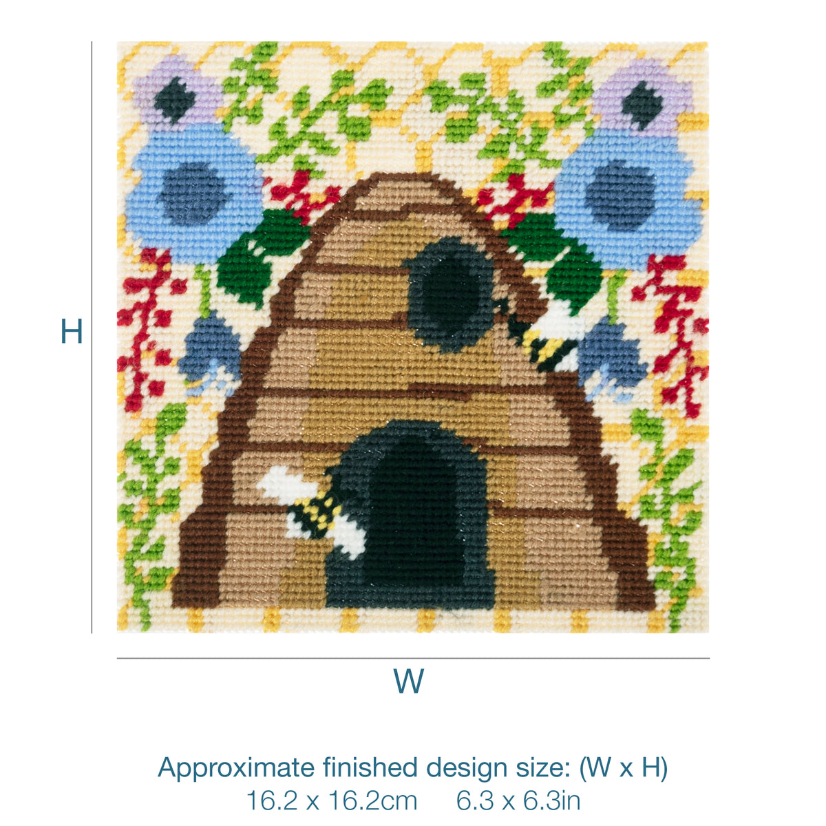 Trimits Bee Hive half stitch tapestry kit on printed canvas