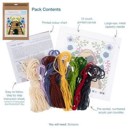 Trimits Bee Hive half stitch tapestry kit on printed canvas