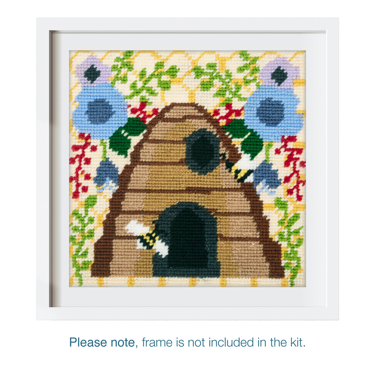 Trimits Bee Hive half stitch tapestry kit on printed canvas