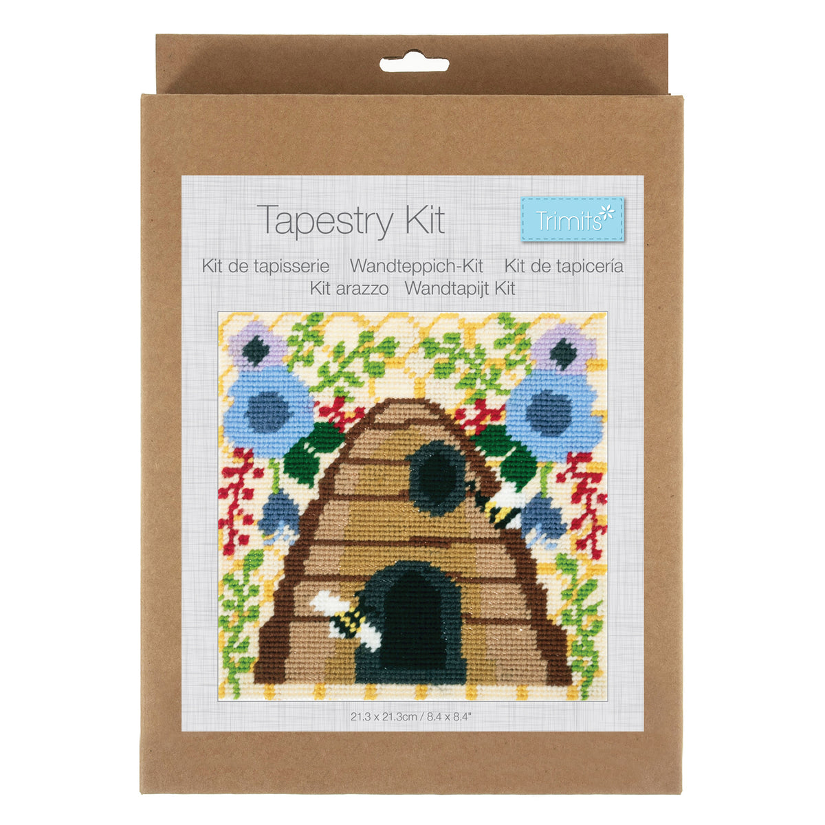 Trimits Bee Hive half stitch tapestry kit on printed canvas