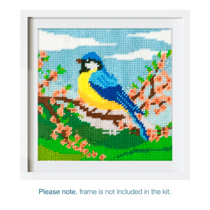 Trimits Blue Tit half stitch tapestry kit on printed canvas