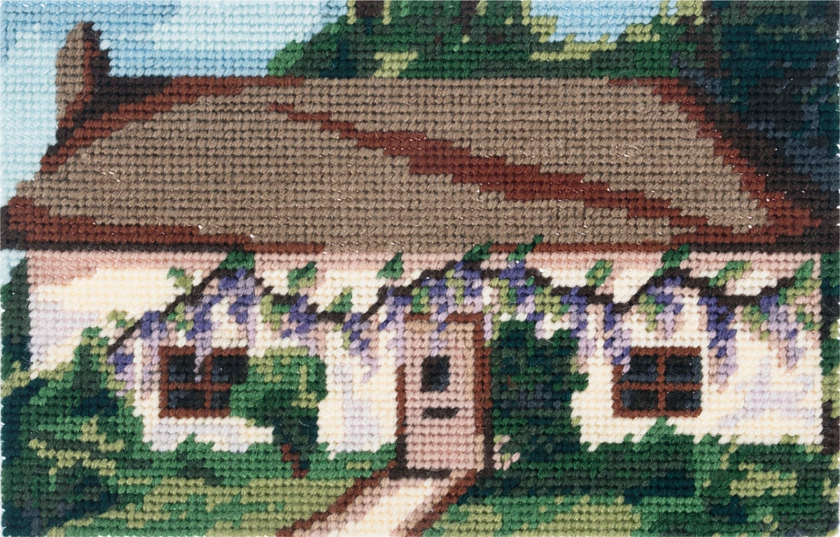 Trimits Spring Cottage half stitch tapestry kit on printed canvas