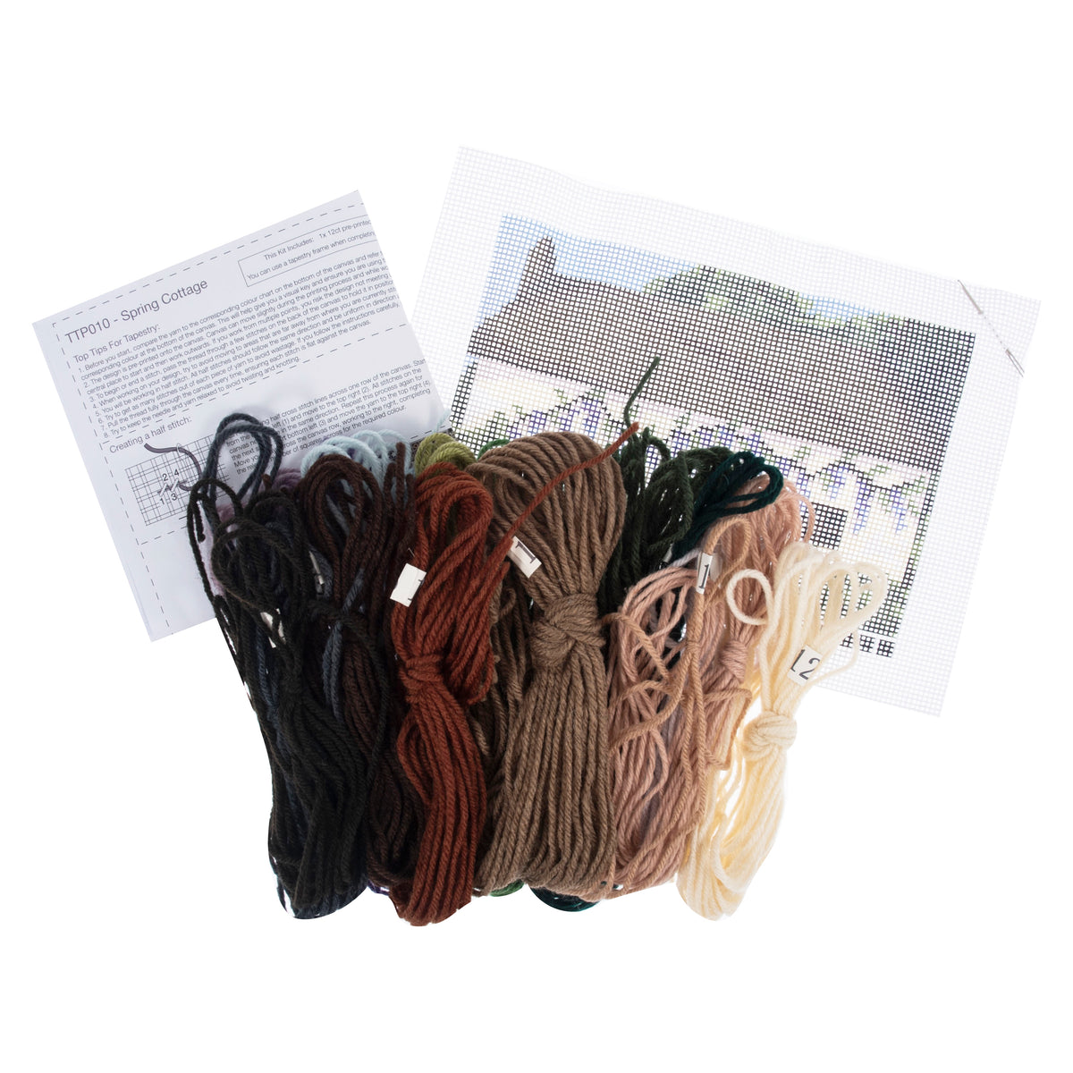 Trimits Spring Cottage half stitch tapestry kit on printed canvas