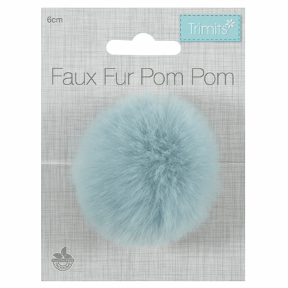 Trimits Faux Fur Super Fluffy Pom Pom - Light Blue 6cm (Medium)