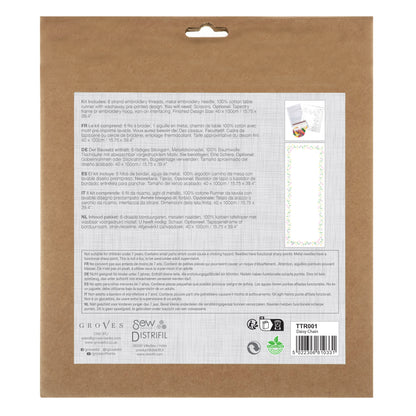 Trimits Daisy Chain embroidery table runner kit with printed design
