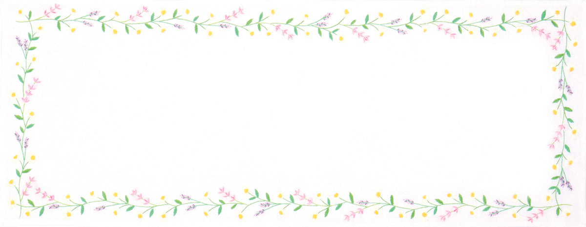 Trimits Daisy Chain embroidery table runner kit with printed design