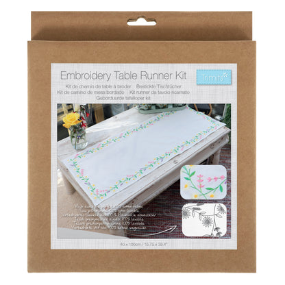Trimits Daisy Chain embroidery table runner kit with printed design