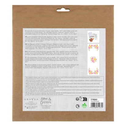 Trimits Floral Bouquet cross stitch table runner kit with printed design