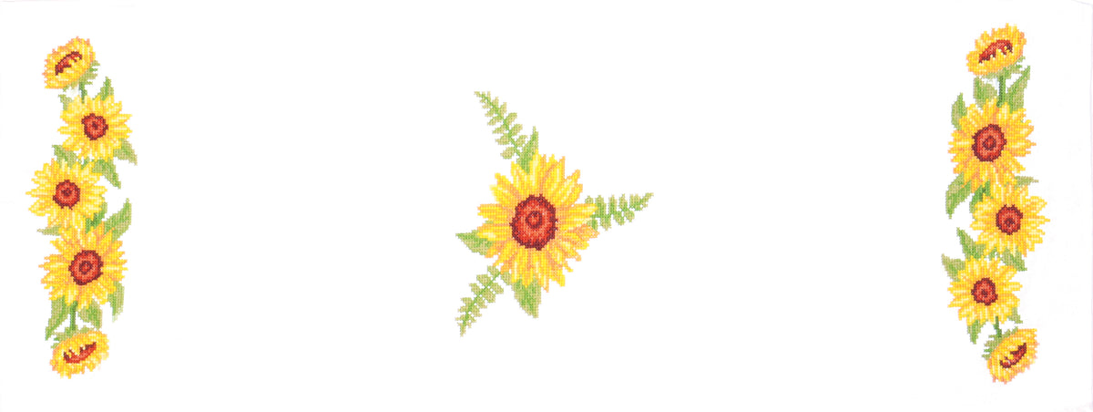 Trimits Sunflowers cross stitch table runner kit with printed design