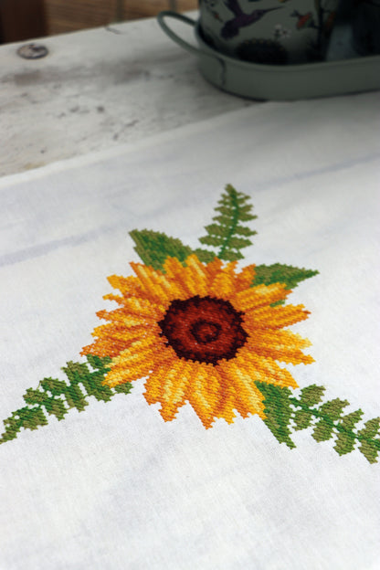 Trimits Sunflowers cross stitch table runner kit with printed design