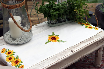 Trimits Sunflowers cross stitch table runner kit with printed design