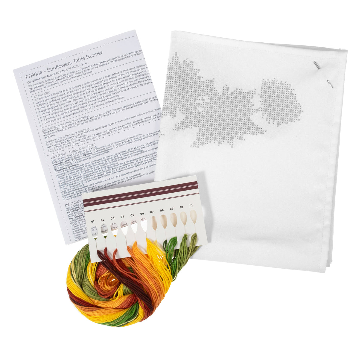 Trimits Sunflowers cross stitch table runner kit with printed design