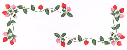 Trimits Strawberries embroidery table runner kit with printed design