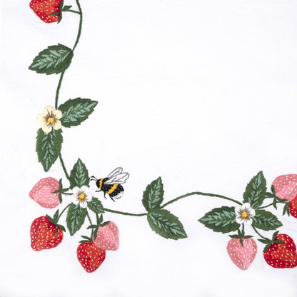 Trimits Strawberries embroidery table runner kit with printed design