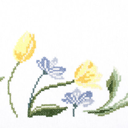 Trimits Tulips cross stitch table runner kit with printed design