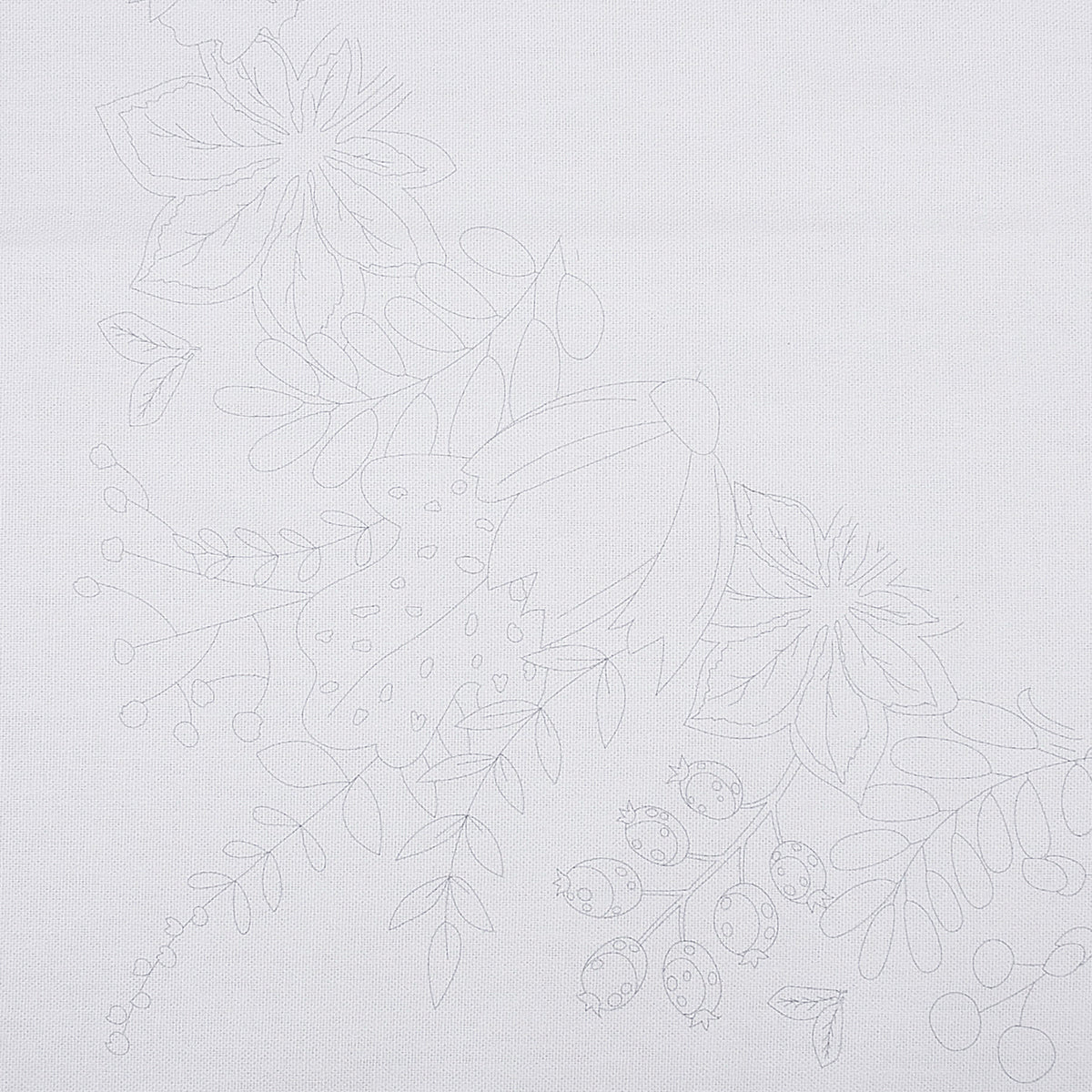 Pre-printed cotton table runner with autumnal harvest embroidery design