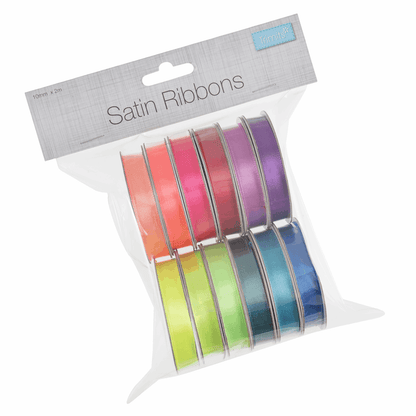 Trimits Neon Brights Satin Ribbon Bag - 2m x 10mm (Pack of 12)