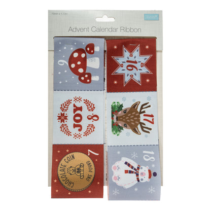 Printed Christmas advent calendar ribbon