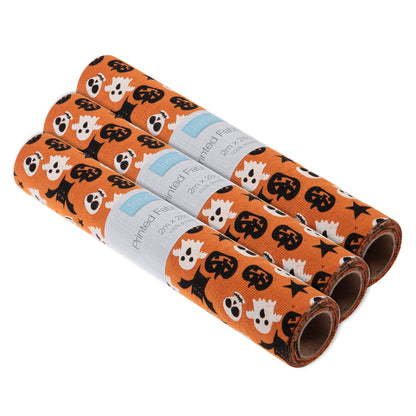 Orange Halloween fabric roll with halloween print