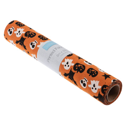 Orange Halloween fabric roll with halloween print