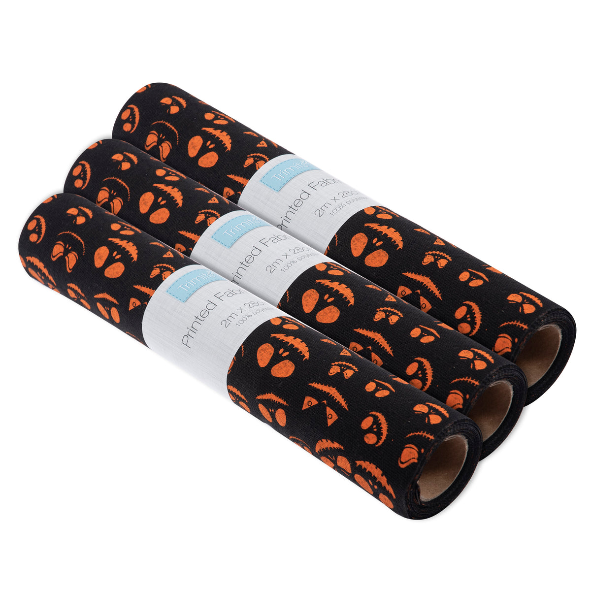 Black Halloween fabric roll with pumpkins print
