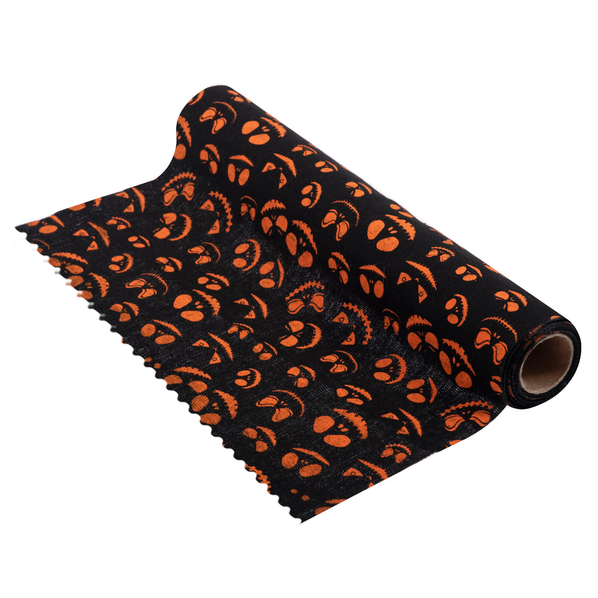 Black Halloween fabric roll with pumpkins print