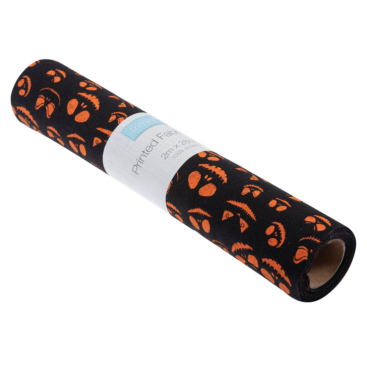 Black Halloween fabric roll with pumpkins print