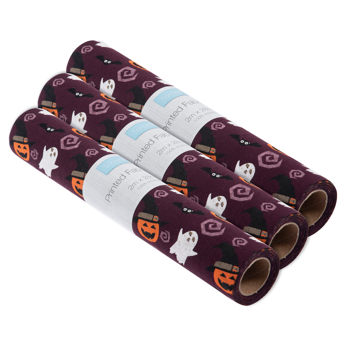 Purple Halloween fabric roll with spooky print