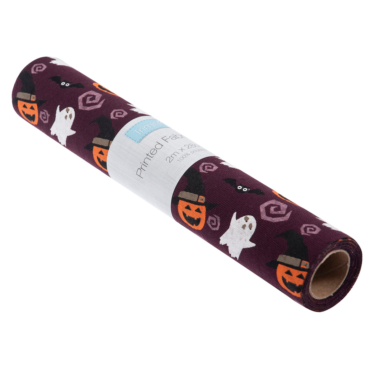 Purple Halloween fabric roll with spooky print