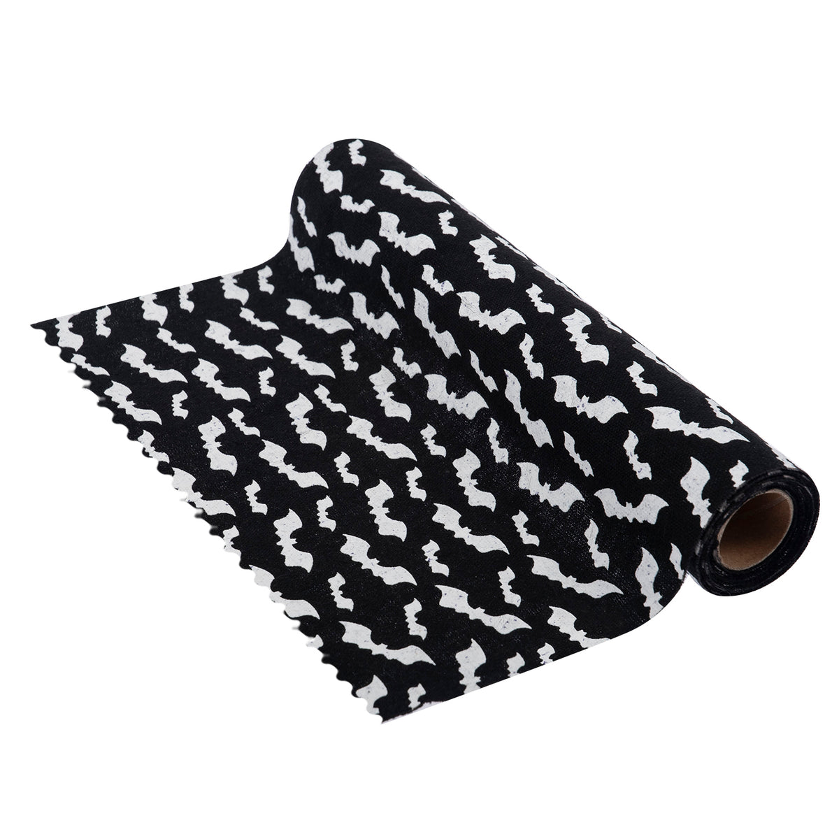 Black Halloween fabric roll with bats print