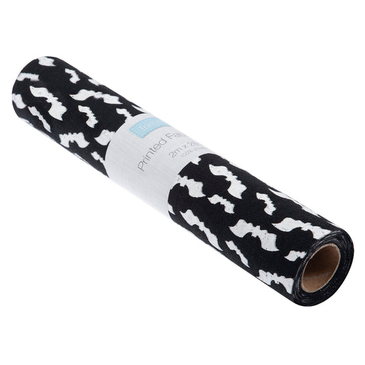 Black Halloween fabric roll with bats print