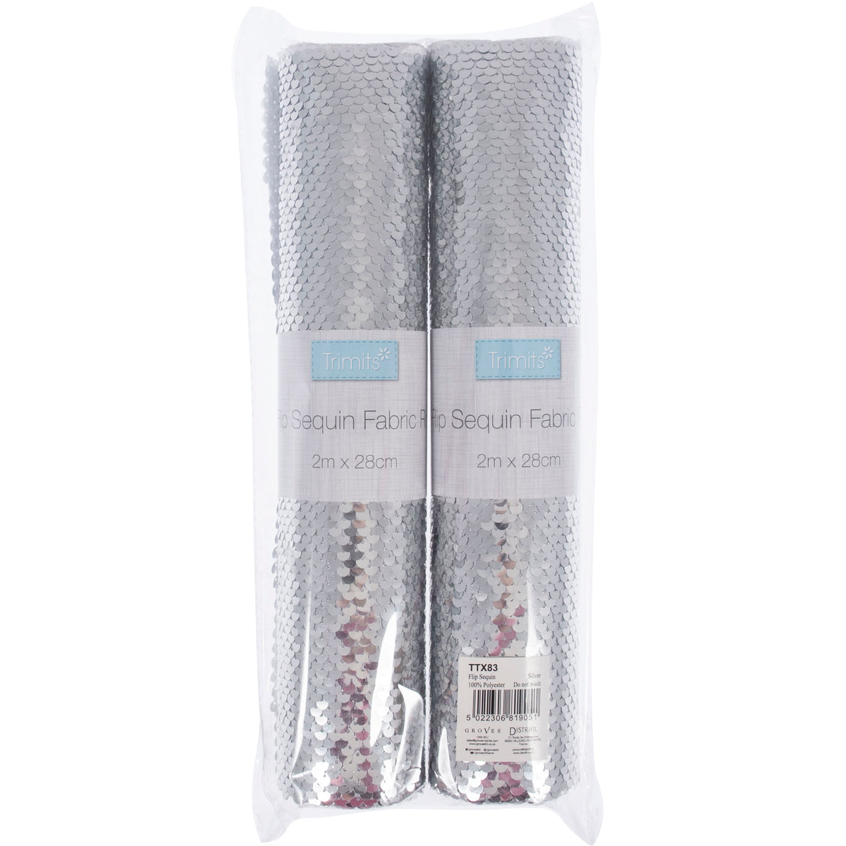 Silver reversible flip sequin fabric roll