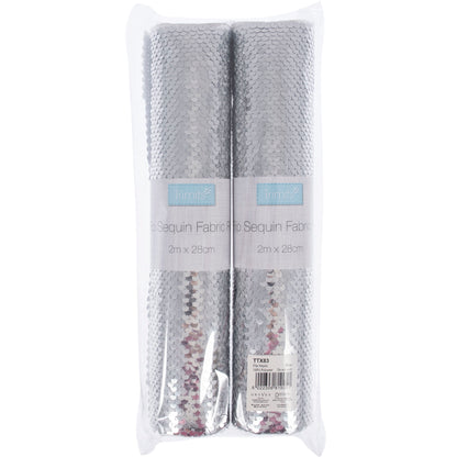 Silver reversible flip sequin fabric roll
