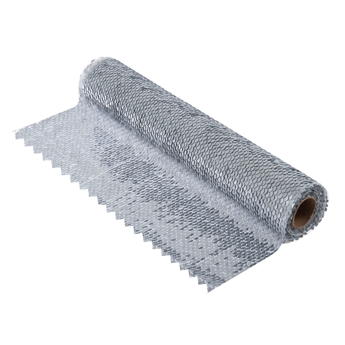 Silver reversible flip sequin fabric roll