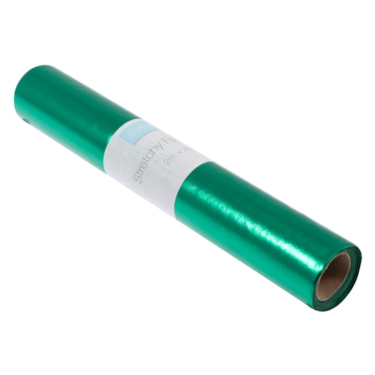 Green stretch metallic fabric roll