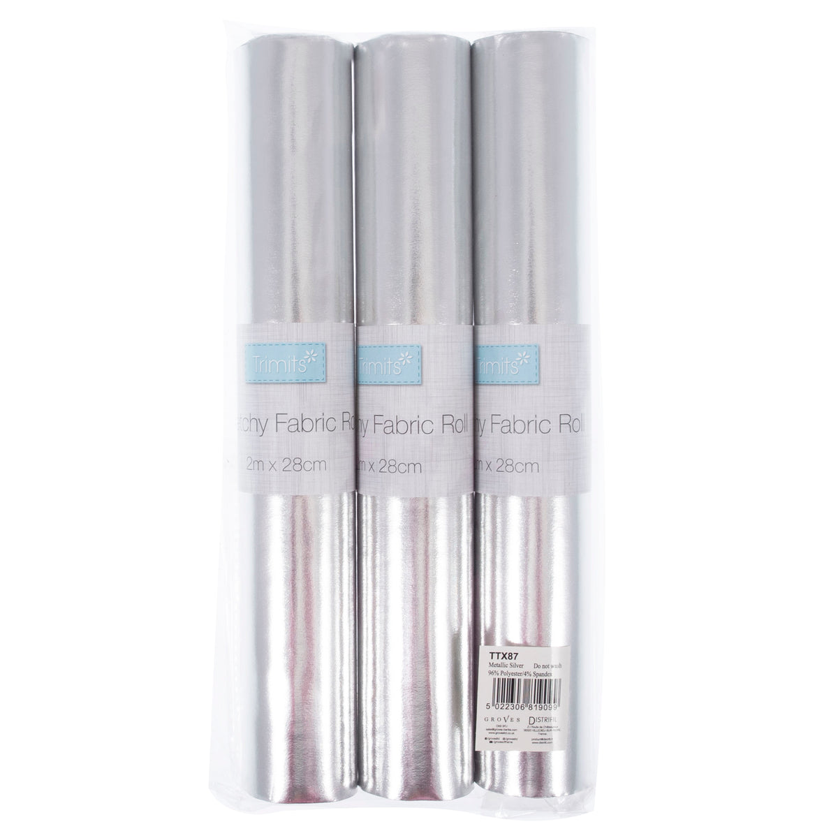 Silver stretch metallic fabric roll