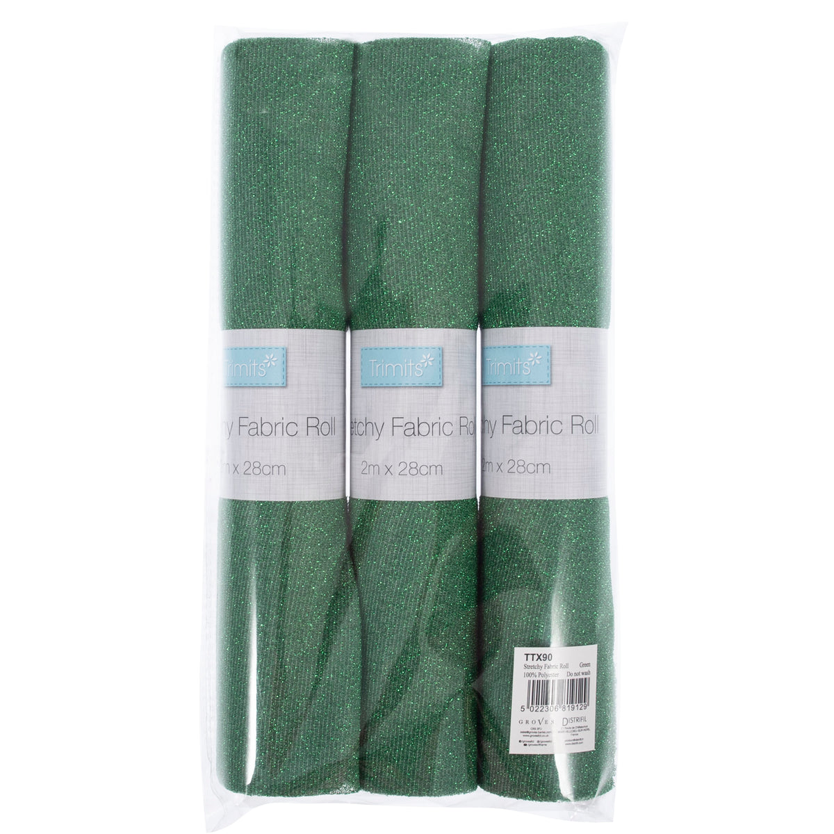 Green stretch glitter fabric roll