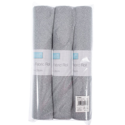 Silver stretch glitter fabric roll