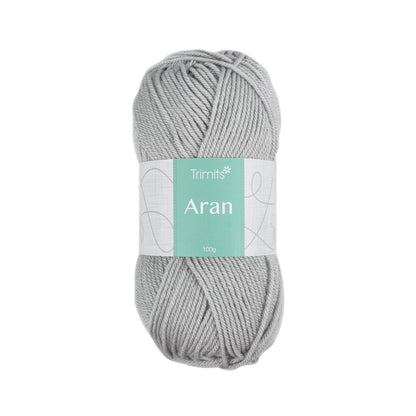 Ball of grey Trimits Aran yarn