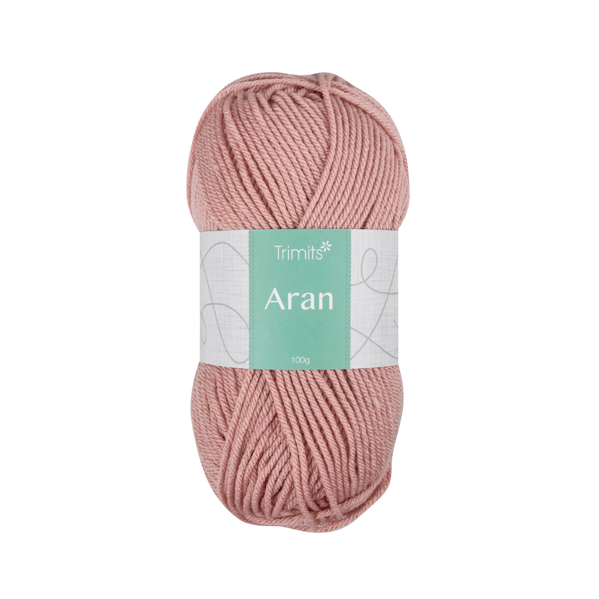 Ball of dusty rose Trimits Aran yarn