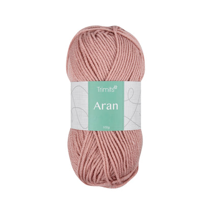 Ball of dusty rose Trimits Aran yarn