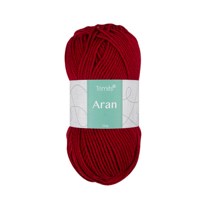 Ball of scarlet Trimits Aran yarn