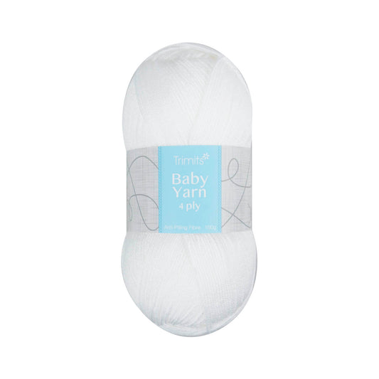 Ball of white Trimits Baby 4 ply yarn